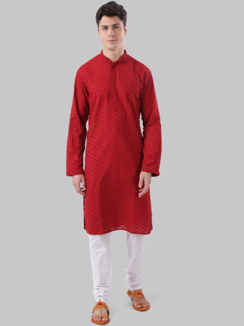 

Ethnix by Raymond Men Maroon Woven Design Straight Kurta