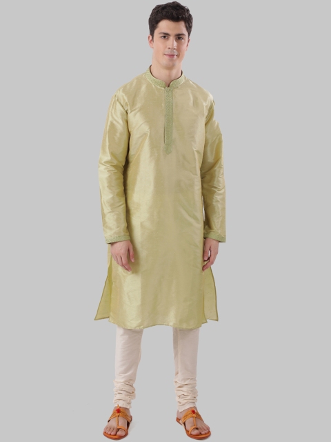 

Ethnix by Raymond Men Olive Green Solid Straight Kurta