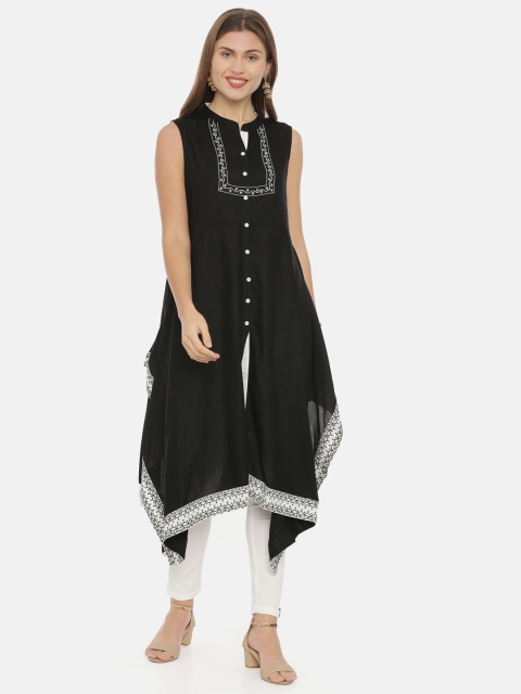 

Neerus Women Black & White Yoke Design A-Line Kurta