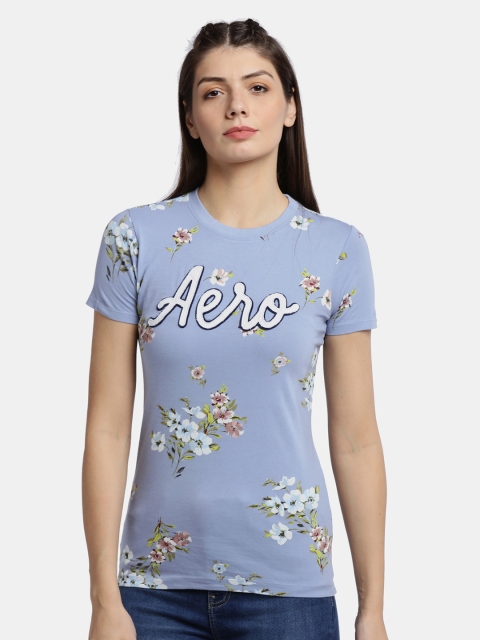 

Aeropostale Women Lavender Printed Round Neck T-shirt