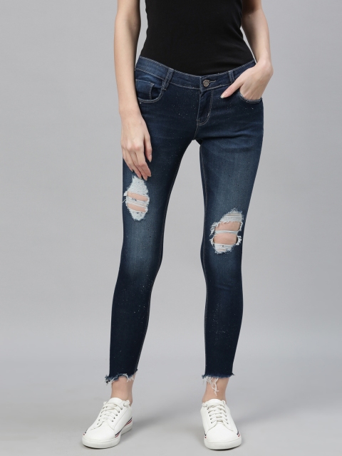 

ZHEIA Women Blue Skinny Fit Mid-Rise Highly Distressed Jeans