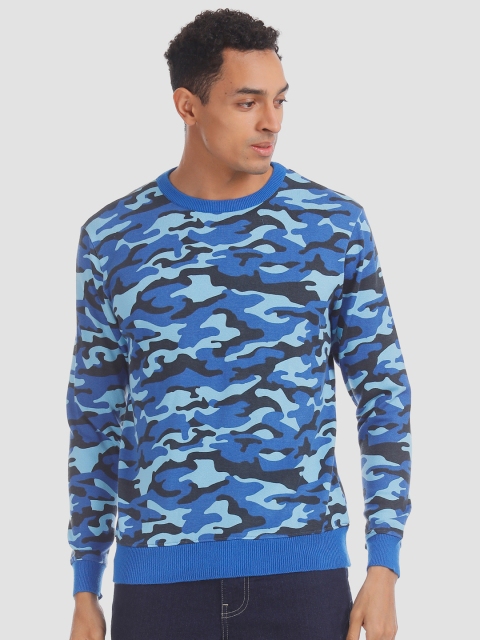 

Aeropostale Men Blue Printed Pullover Sweater