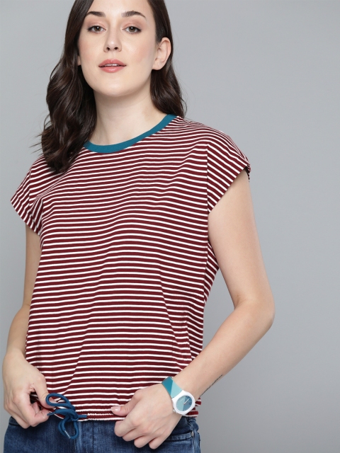 

Harvard Maroon & White Striped Pure Cotton Blouson Top