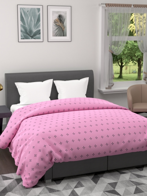 

BIANCA Pink & Black Printed AC Room 150 GSM Double Bed Comforter