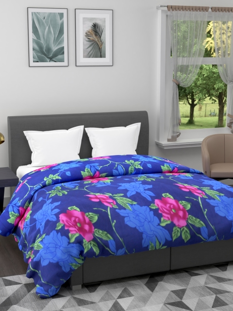 

BIANCA Blue & Pink Floral Printed AC Room 150 GSM Double Bed Comforter