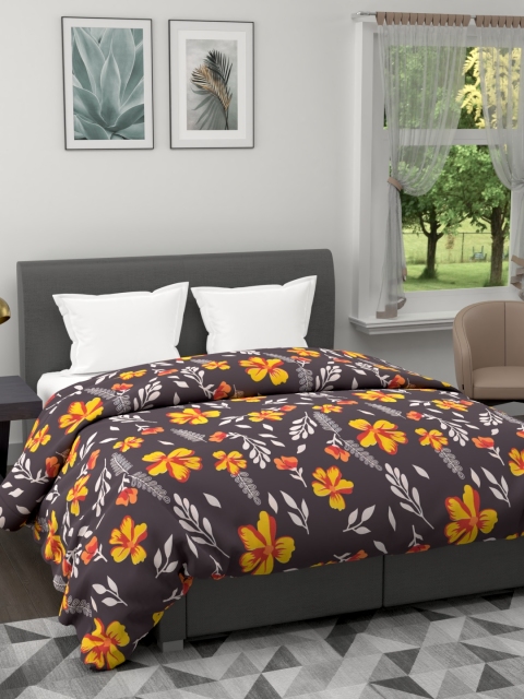

BIANCA Brown & Yellow Floral Printed AC Room 150 GSM Double Bed Comforter