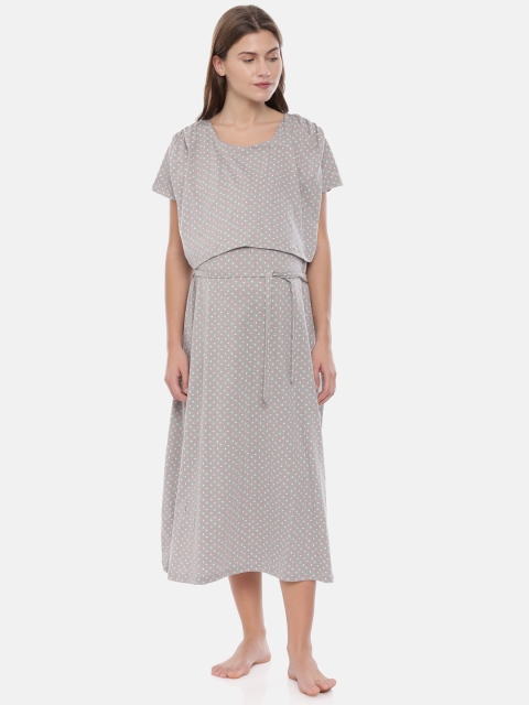 

GOLDSTROMS Women Grey Printed Maternity Nightdress