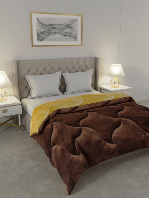 

A Homes Grace Brown & Yellow Solid Heavy Winter 850 GSM Reversible Double Bed Quilt