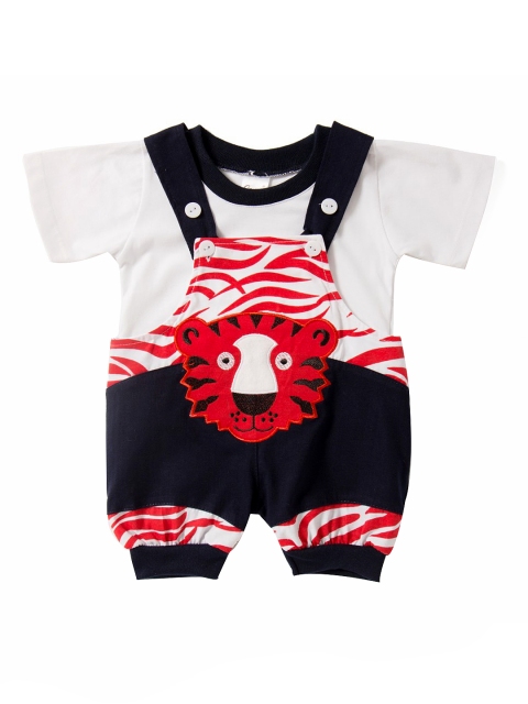 

Camey Kids White & Navy Printed Clothing Set