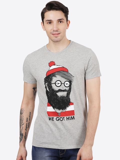 

Free Authority Men Grey Printed Round Neck T-shirt