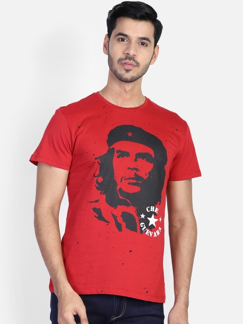 

Free Authority Men Red & Black Che Guevara Printed Round Neck T-shirt