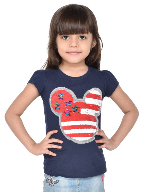 

ORANGE PUMPKKIN Girls Navy Blue & Red Printed Top