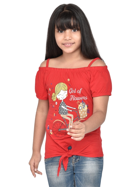 

ORANGE PUMPKKIN Girls Red Printed Top