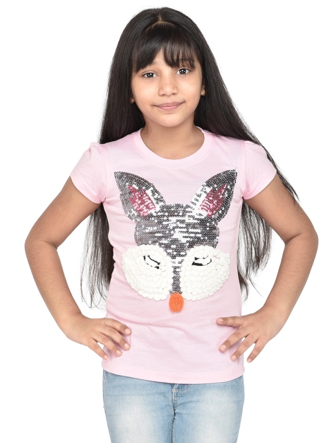 

ORANGE PUMPKKIN Girls Pink Printed Top