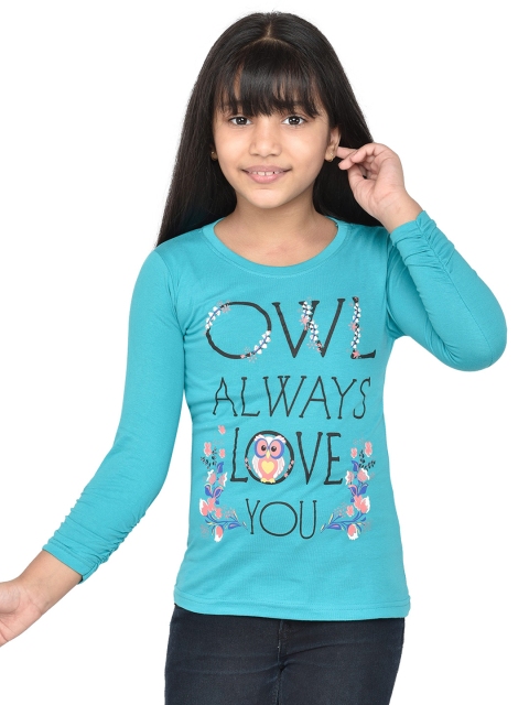 

ORANGE PUMPKKIN Girls Teal Printed Top