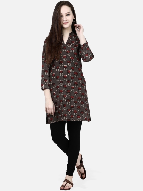 

Molcha Women Maroon & Brown Printed Straight Kurta
