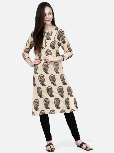 

Molcha Women Beige Printed Straight Kurta