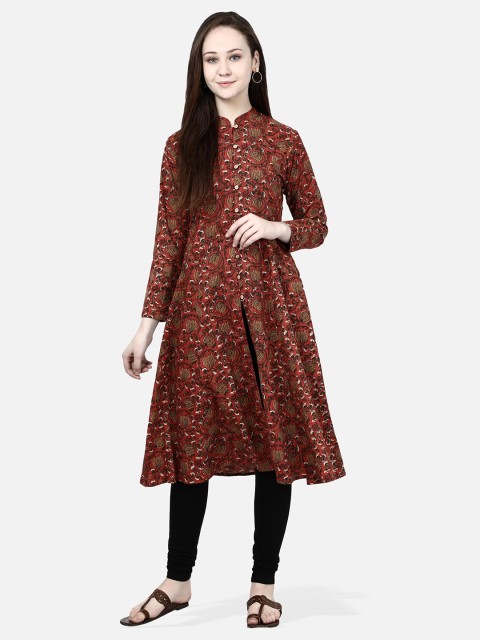

Molcha Women Maroon & Beige Printed Anarkali Kurta