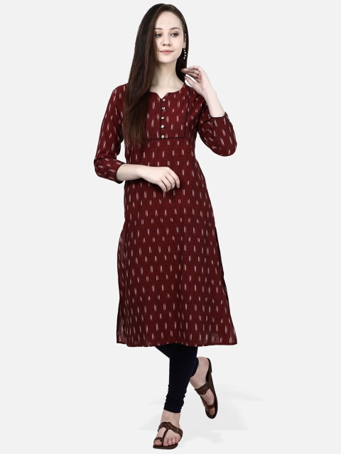 

Molcha Women Maroon & Black Printed A-Line Kurta