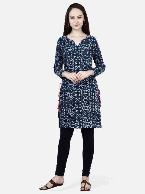 

Molcha Women Blue & White Printed Straight Kurta