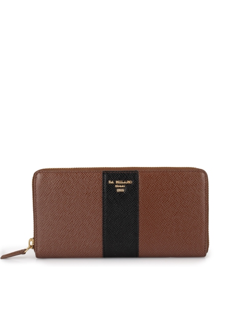 

Da Milano Women Brown & Black Colourblocked Leather Zip Around Wallet