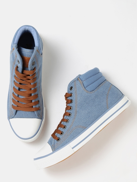 

Roadster Men Blue Denim Mid-Top Sneakers