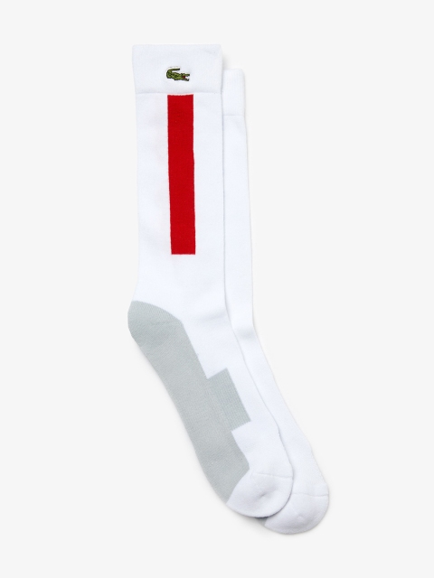 

Lacoste Men White & Grey Colourblocked Above Calf-Length Socks