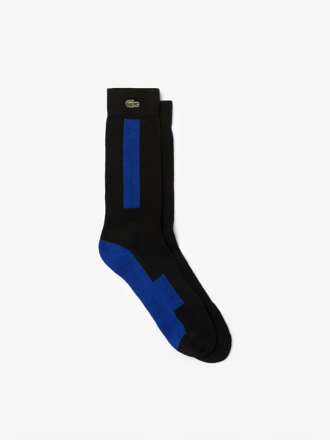 

Lacoste Men Black & Blue Colourblocked Above Ankle-Length Socks