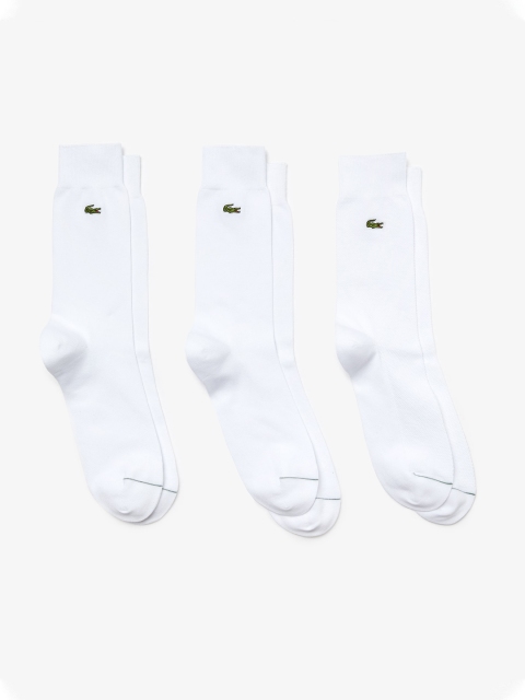 

Lacoste Men Pack Of 3 White Solid Above-Ankle-Length Socks
