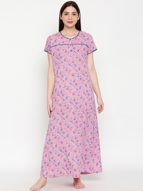 

XIN Women Pink & Purple Printed Nightdress