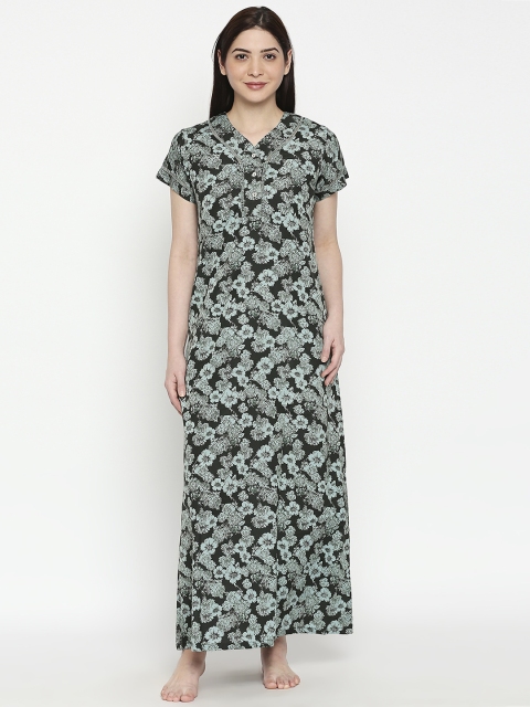 

XIN Women Black & Blue Printed Nightdress