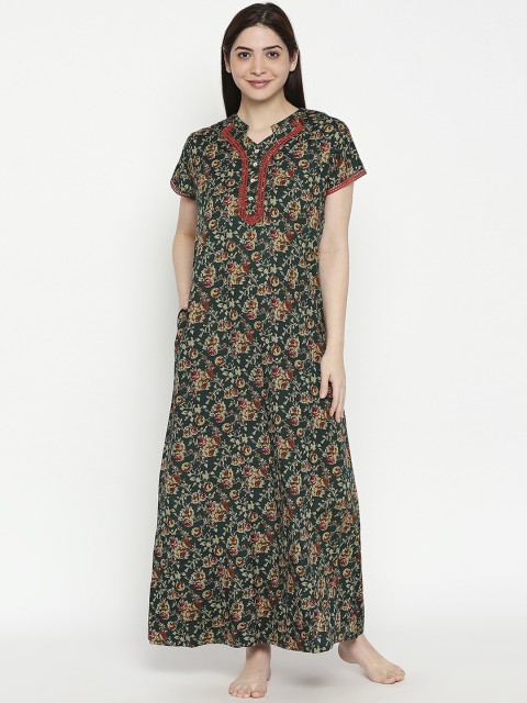 

XIN Women Green & Red Printed Nightdress