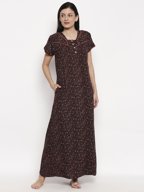 

XIN Women Brown & Orange Printed Nightdress