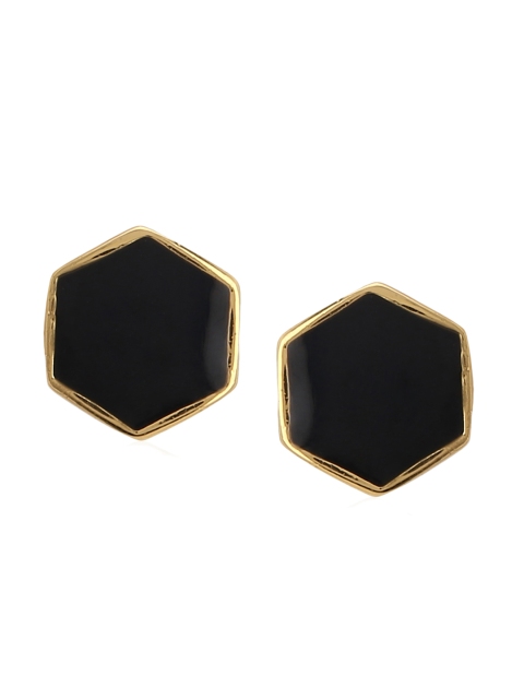 

Estele Gold-Toned & Black Contemporary Studs