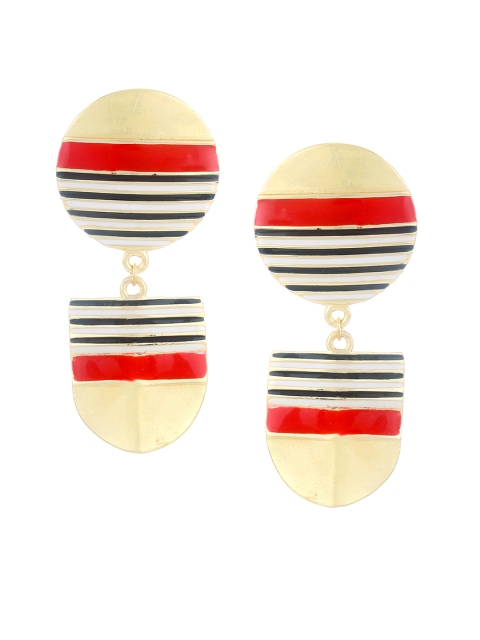 

Estele Gold-Plated & Red Contemporary Drop Earrings
