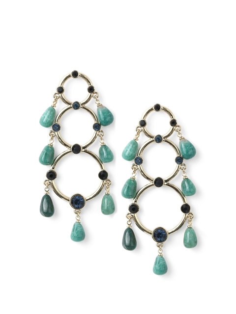 

Estele Green & Gold-Toned Contemporary Drop Earrings