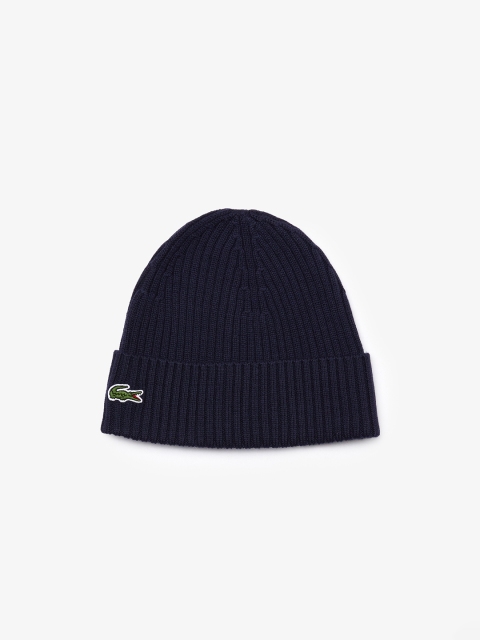 

Lacoste Men Navy Blue Self-Design Ribbed Woollen Beanie