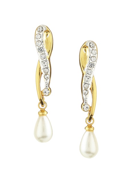 

Estele White & Gold-Plated Geometric Drop Earrings