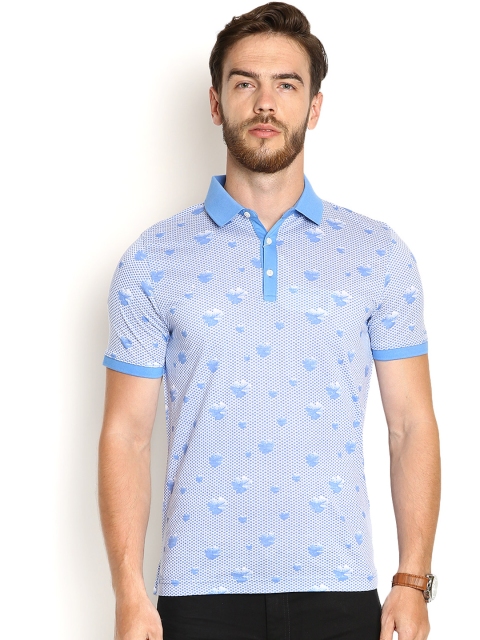 

Blackberrys Blue Printed Slim Fit Polo T-shirt
