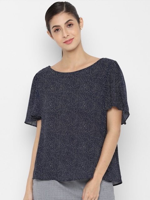 

Allen Solly Woman Women Navy Blue Printed Boxy Top