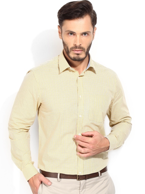 

Blackberrys Yellow Checked Slim Fit Formal Shirt