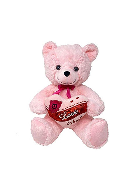 

FUN ZOO TOYS Kids Pink & Red Hunky Teddy Bear With Heart Soft Toy