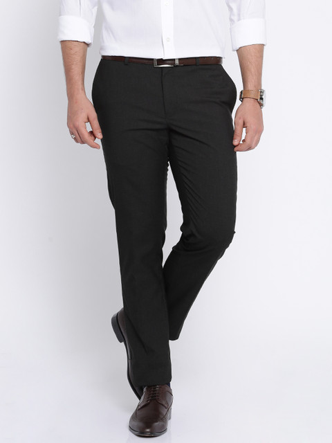 

Blackberrys Charcoal Grey Sharp Fit Low-Rise Formal Trousers