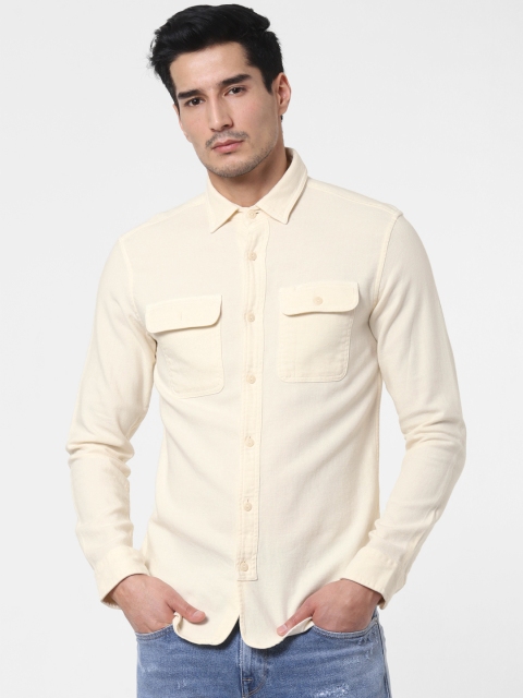 

SELECTED Men Off-White Regular Fit Solid Casual Shirt