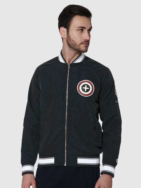 

SELECTED Men Navy Blue Varsity Jacket with Applique