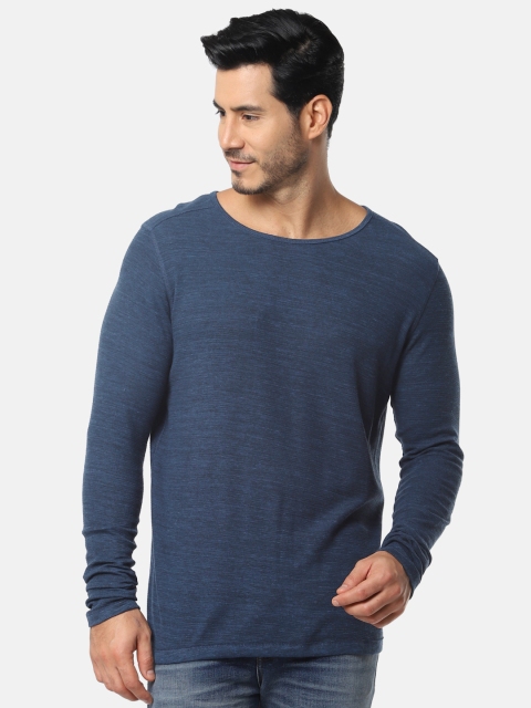 

SELECTED Men Blue Solid Round Neck T-shirt