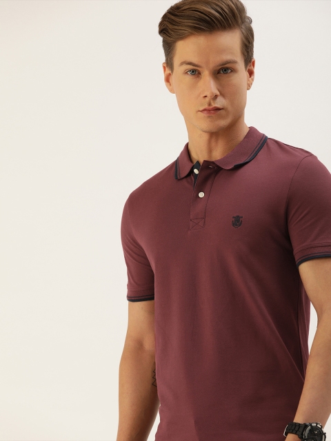 

SELECTED Men Maroon Solid Polo Collar T-shirt