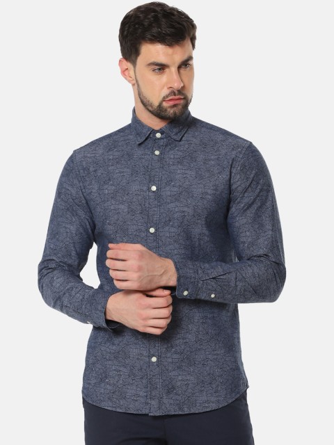 

SELECTED Men Navy Blue Slim Fit Printed Casual Shirt