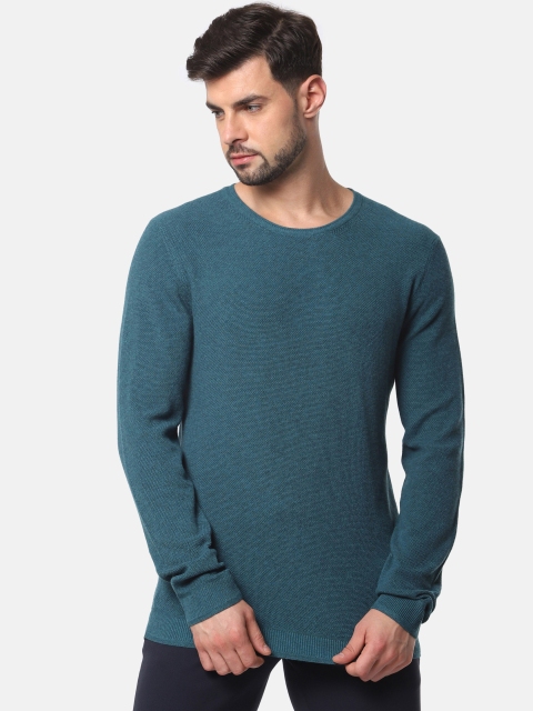 

SELECTED Men Teal Blue Self Design Sweatshirt