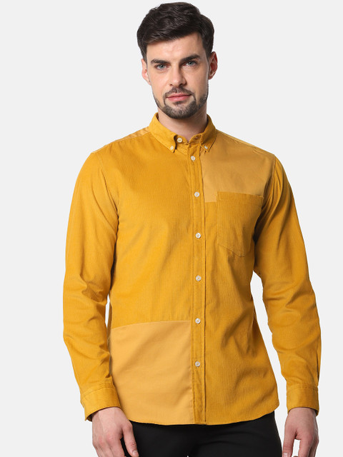 

SELECTED Men Mustard Yellow Slim Fit Solid Corduroy Casual Shirt